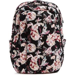 Vera Bradley Women's, Cotton Large Travel Backpack Travel Bag, Perennials Noir Dot, One Size