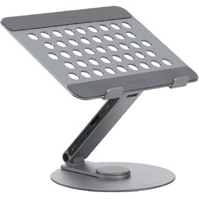 ADAM elements USB-C Stand 360 / Docking Station- CASA HUB 360 USB-C 8-in-1 Aluminum Stand Hub for MacBook, iPad & USB-C Laptop series- USB-C Host, USB-C PD, USB-A x 2, HDMI, Audio, SD 3.0, microSD 3.0