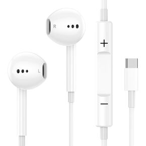 USB C Headphones Wired for iPhone 16/15, Type C Wired Headphones Earbuds Earphones in-Ear HiFi Stereo Sound with Mic Volume Control for iPhone 16/15 i-Pad Pro/Samsung Galaxy Ultra/USB C Devices