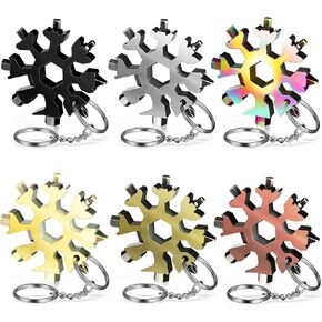 Mudder 6 Pcs Snowflake Multi Tool 18-in-1 Stainless Steel Multicolor Snowflake Bottle Opener Flat Screwdriver Kit Wrench Stocking Stuffers for Men Christmas Party Gifts(Multicolor)
