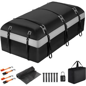Car Rooftop Cargo Carrier Bag, 30 Cubic Feet Car Roof Cargo Carrier Bag Waterproof for All Vehicle with/Without Rack, Include Anti-Slip Mat, 2 Reinforced Straps, 6 Door Hooks, Luggage Lock