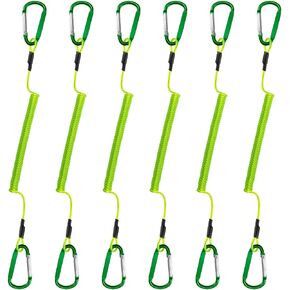 6-Pack Fishing Lanyards Tool Lanyards for Hand Tools, Retractable Tool Lanyard Steel Wire Coiled Ropes with Quick Clips, Safety Tether Fly Fishing Lanyard for Pliers, Scissors, Fishing Gear
