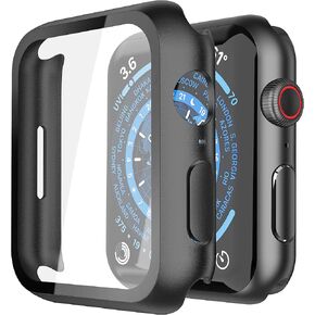 [2 Pack] Roity 41mm Case Built in Tempered Glass Screen Protector Compatible for Apple Watch Series 8 Series 7 41mm, Ultra-Thin Shockproof Hard PC Full Protective Cover for iWatch, Black