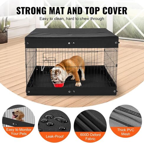 VEVOR Dog Playpen، 4 قطع 24 × 36 بوصة لوحات معدنية قابلة للطي لتمرين الحيوانات الأليفة، سياج للكلاب قلم داخلي وخارجي مع باب، غطاء علوي، ووسادة سفلية، قفص لعب للحيوانات الأليفة للكلاب والقطط والحيوانات الصغيرة الأخرى in Saudi Arabia