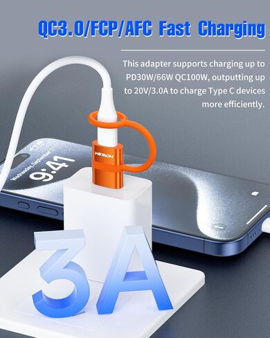 محول USB إلى USB C 2 حزمة، محول HOWJIM USB C أنثى إلى USB 3.0 ذكر بسرعة 5 جيجابت في الثانية، محول شحن سريع من النوع C لأجهزة M-acBook، وi-Phone 15 16، وi-Pad، وA-pple Watch، وA-irpods، وG -alaxy، حلقة مكافحة فقدان البرتقال in Kuwait