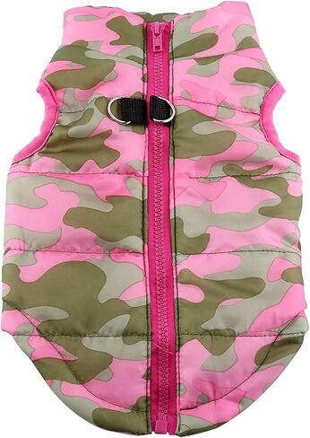 Pet Jacket, Winter Waterproof Windproof Reversible Dog Vest, Winter Fall Warm Cotton Cat Dog Clothes Apparel Costumes Coat Warm Dog Vest for Cold Weather (Pink) in Kuwait