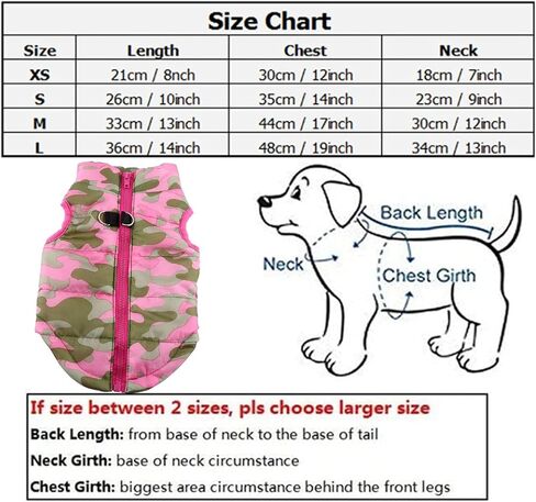 Pet Jacket, Winter Waterproof Windproof Reversible Dog Vest, Winter Fall Warm Cotton Cat Dog Clothes Apparel Costumes Coat Warm Dog Vest for Cold Weather (Pink) in Kuwait