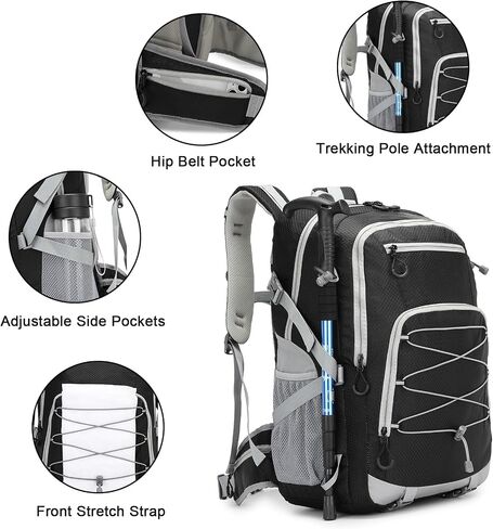 seyfocnia Hiking Backpack,40L Waterproof Camping Backpack Lightweight Backpack for Men Women Hiking Daypack Outdoor Travel Daypack-Black in Saudi Arabia