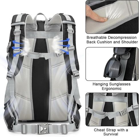 seyfocnia Hiking Backpack,40L Waterproof Camping Backpack Lightweight Backpack for Men Women Hiking Daypack Outdoor Travel Daypack-Black in Saudi Arabia