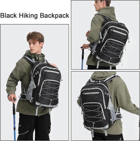 seyfocnia Hiking Backpack,40L Waterproof Camping Backpack Lightweight Backpack for Men Women Hiking Daypack Outdoor Travel Daypack-Black in Saudi Arabia