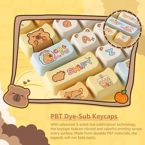 Akko PBT Keycaps Set, Capybara Keycap Mao Profile 142-Key Keycaps for Mechanical Keyboards in Saudi Arabia