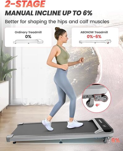 2 in 1 Walking Pad, Under Desk Treadmill with Incline for Home Office, 3.0HP Folding Treadmill with 300 Lbs Weight Capacity, Speaker, Remote Control and LED Display in Saudi Arabia