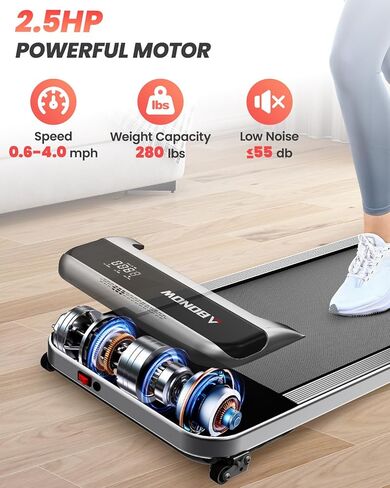 2 in 1 Walking Pad, Under Desk Treadmill with Incline for Home Office, 3.0HP Folding Treadmill with 300 Lbs Weight Capacity, Speaker, Remote Control and LED Display in Saudi Arabia