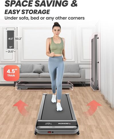 2 in 1 Walking Pad, Under Desk Treadmill with Incline for Home Office, 3.0HP Folding Treadmill with 300 Lbs Weight Capacity, Speaker, Remote Control and LED Display in Saudi Arabia