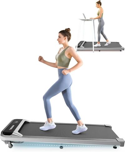 2 in 1 Walking Pad, Under Desk Treadmill with Incline for Home Office, 3.0HP Folding Treadmill with 300 Lbs Weight Capacity, Speaker, Remote Control and LED Display in Saudi Arabia