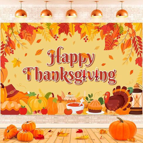 Happy Thanksgiving Backdrop, 70.8"x43.3" Thanksgiving Turkey Backdrop, Fall Pumpkin Turkey Background, Happy Friendsgiving Backdrop for Thanksgiving Party Decorations, Fall Photo Booth Props in Saudi Arabia