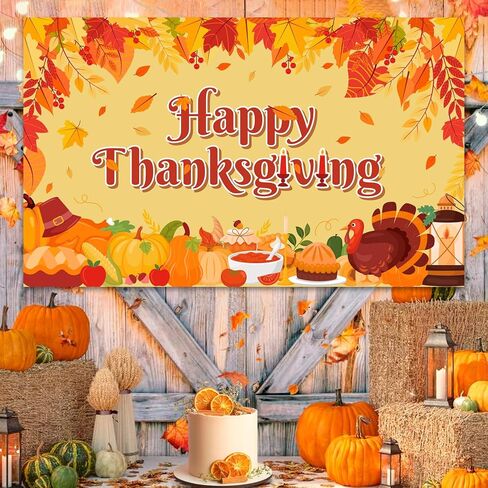 Happy Thanksgiving Backdrop, 70.8"x43.3" Thanksgiving Turkey Backdrop, Fall Pumpkin Turkey Background, Happy Friendsgiving Backdrop for Thanksgiving Party Decorations, Fall Photo Booth Props in Saudi Arabia