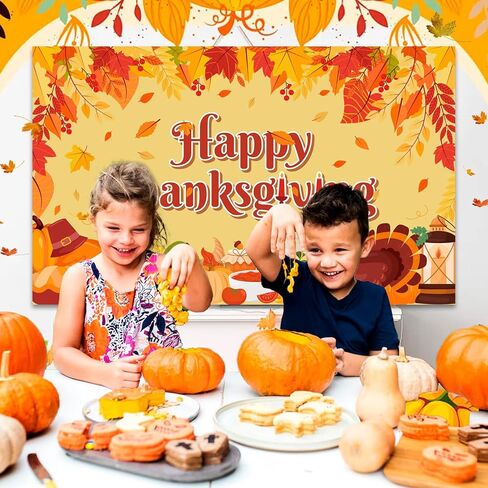 Happy Thanksgiving Backdrop, 70.8"x43.3" Thanksgiving Turkey Backdrop, Fall Pumpkin Turkey Background, Happy Friendsgiving Backdrop for Thanksgiving Party Decorations, Fall Photo Booth Props in Saudi Arabia