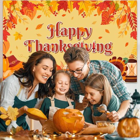 Happy Thanksgiving Backdrop, 70.8"x43.3" Thanksgiving Turkey Backdrop, Fall Pumpkin Turkey Background, Happy Friendsgiving Backdrop for Thanksgiving Party Decorations, Fall Photo Booth Props in Saudi Arabia