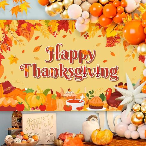 Happy Thanksgiving Backdrop, 70.8"x43.3" Thanksgiving Turkey Backdrop, Fall Pumpkin Turkey Background, Happy Friendsgiving Backdrop for Thanksgiving Party Decorations, Fall Photo Booth Props in Saudi Arabia
