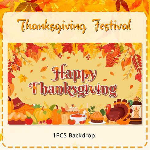 Happy Thanksgiving Backdrop, 70.8"x43.3" Thanksgiving Turkey Backdrop, Fall Pumpkin Turkey Background, Happy Friendsgiving Backdrop for Thanksgiving Party Decorations, Fall Photo Booth Props in Saudi Arabia
