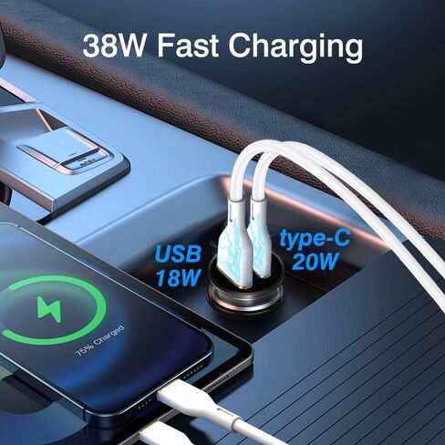 USB C Car Fast Charger, Super Fast Charging Type C Car Charger Adapter (Dark Grey-1) in Saudi Arabia