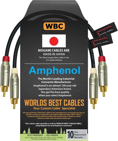 WORLDS BEST CABLES 1 Foot – Directional High-Definition Audio Interconnect Cable Pair Custom Made Using Mogami 2549 Wire and Amphenol ACPR Die-Cast, Gold Plated RCA Connectors in Saudi Arabia