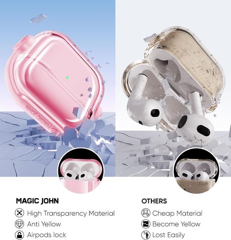غطاء حافظة متوافق مع الجيل الثاني من AirPods pro2 من MAGIC JOHN، جراب ناعم من مادة TPU AirPods pro2، جراب واقٍ مقاوم للصدمات مع سلسلة مفاتيح لحافظة Apple AirPods pro2 للنساء والرجال - أسود in Saudi Arabia