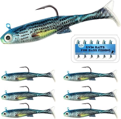 Swim Baits for Bass Fishing, Soft Plastic Walleye Fishing Lures, Paddle Tail Swim Baits Kit for Bass Trout Walleye Crappie, Mixed Colors Fishing Soft Plastic Lure Kit in Saudi Arabia