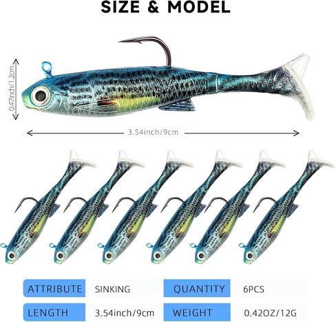 Swim Baits for Bass Fishing, Soft Plastic Walleye Fishing Lures, Paddle Tail Swim Baits Kit for Bass Trout Walleye Crappie, Mixed Colors Fishing Soft Plastic Lure Kit in Saudi Arabia