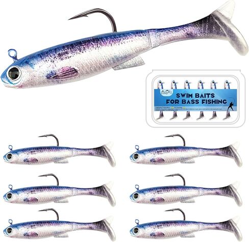 Swim Baits for Bass Fishing, Soft Plastic Walleye Fishing Lures, Paddle Tail Swim Baits Kit for Bass Trout Walleye Crappie, Mixed Colors Fishing Soft Plastic Lure Kit in Saudi Arabia