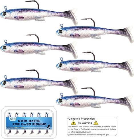 Swim Baits for Bass Fishing, Soft Plastic Walleye Fishing Lures, Paddle Tail Swim Baits Kit for Bass Trout Walleye Crappie, Mixed Colors Fishing Soft Plastic Lure Kit in Saudi Arabia