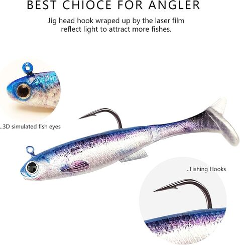 Swim Baits for Bass Fishing, Soft Plastic Walleye Fishing Lures, Paddle Tail Swim Baits Kit for Bass Trout Walleye Crappie, Mixed Colors Fishing Soft Plastic Lure Kit in Saudi Arabia