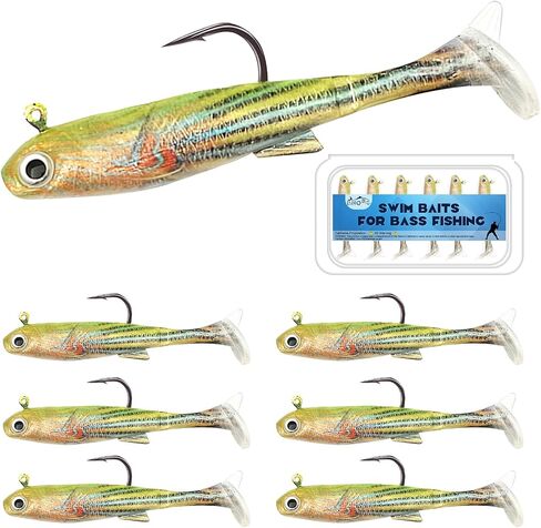 Swim Baits for Bass Fishing, Soft Plastic Walleye Fishing Lures, Paddle Tail Swim Baits Kit for Bass Trout Walleye Crappie, Mixed Colors Fishing Soft Plastic Lure Kit in Saudi Arabia