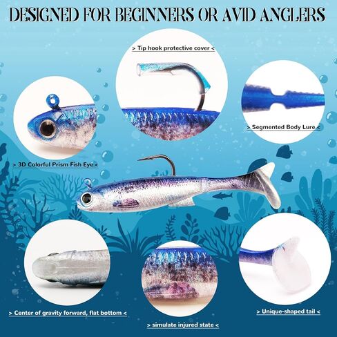 Swim Baits for Bass Fishing, Soft Plastic Walleye Fishing Lures, Paddle Tail Swim Baits Kit for Bass Trout Walleye Crappie, Mixed Colors Fishing Soft Plastic Lure Kit in Saudi Arabia