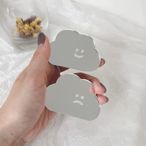 ONLYOU GRIPTOK Phone Grip Korean Grip Tok Simple Cloud Facial Expression Design Mirror Cute Phone Stand Drop Prevention Custom Pair Women's (2) in Saudi Arabia