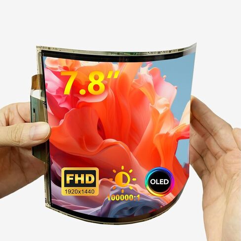 7.8 inch Flexible Display Curved Bendable Screen FHD 1920 * 1440 AMOLED Display with HDMI Driver Board OLED Monitor Without Enclosure Kit for DIY Prototype Demo Compatible with All Systems in Kuwait