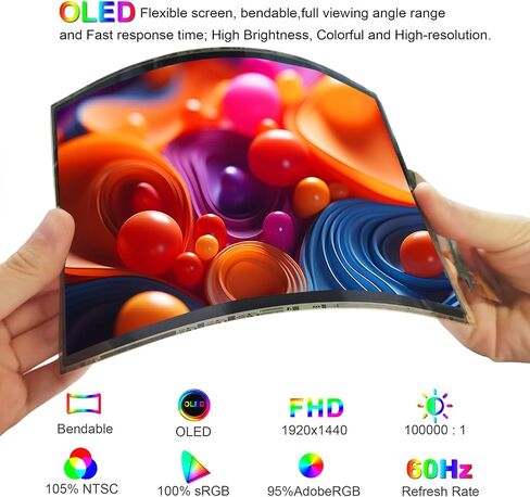 7.8 inch Flexible Display Curved Bendable Screen FHD 1920 * 1440 AMOLED Display with HDMI Driver Board OLED Monitor Without Enclosure Kit for DIY Prototype Demo Compatible with All Systems in Kuwait