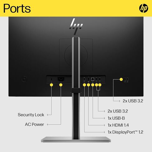 شاشة HP E24q G5 QHD 6N4F1AA#ABA حزمة مع قاعدة Docztorm، شاشة 24 بوصة QHD IPS (2560x1440)، معدل تحديث 75 هرتز، حامل VESA (100x100 مم)، مثالية للمنزل والأعمال، أسود/فضي (2024 أحدث طراز) in Saudi Arabia