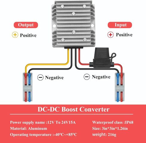DC 12V to 24V 3A 240W Boost Power Converter DC to DC Waterproof Boost Transformer Power Supply Voltage Regulator Power Converter for CNC Equipment Switches Photovoltaic Panels and More in Saudi Arabia
