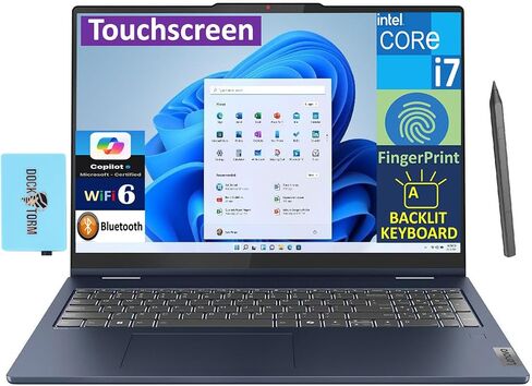 Lenovo IdeaPad 5i School & Business 2-in-1 Laptop 16.0" Touchscreen IPS WUXGA Display (Intel Core 7 150U, 16GB LPDDR5X, 2TB M.2 PCIe SSD, Active Pen, Win 11 Home) w/DKZ USB Port Expander in Saudi Arabia