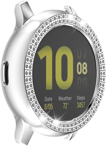 متوافق مع ساعة Galaxy Watch Active 2 مقاس 40 مم 44 مم بصف مزدوج من الألماس من البولي كربونات، غطاء ممتص للصدمات من الألماس الكريستالي اللامع بإطار واقٍ صلب (أسود، نشط 2 40 مم) in Kuwait