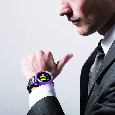 Compatible for Galaxy Watch Active 2 40mm 44mm Double Row Diamond PC Plating Bumper Case Bling Crystal Diamonds Shiny Glitter Frame Hard Protective Shell Cover (Black, Active 2 40mm) in Kuwait