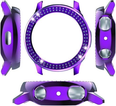 Compatible for Galaxy Watch Active 2 40mm 44mm Double Row Diamond PC Plating Bumper Case Bling Crystal Diamonds Shiny Glitter Frame Hard Protective Shell Cover (Black, Active 2 40mm) in Kuwait