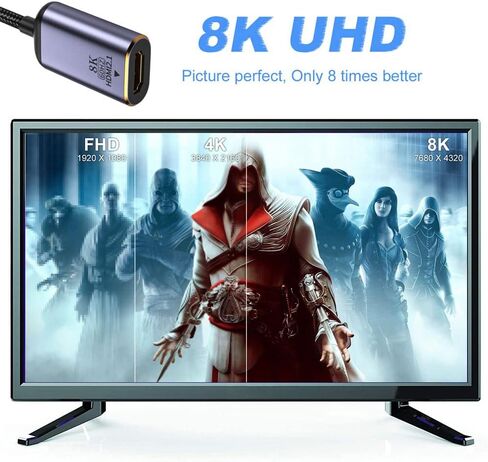 NFHK Mini DisplayPort 1.4 Source to HDMI 2.0 Display 8K 60hz UHD 4K Mini-DP to HDMI Male Monitor Adapter Cable in Saudi Arabia
