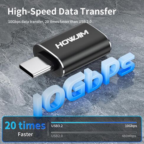 محول USB C إلى USB 2 حزمة، محول HOWJIM USB C ذكر إلى USB3.2 أنثى OTG، شحن سريع 100 واط، نقل 10 جيجابت في الثانية، محول USB A إلى USB C، M-acBook، i-Phone15 16، i-Pad، D-ell XPS، G-alaxy، X-peria، S-urface Black in Saudi Arabia