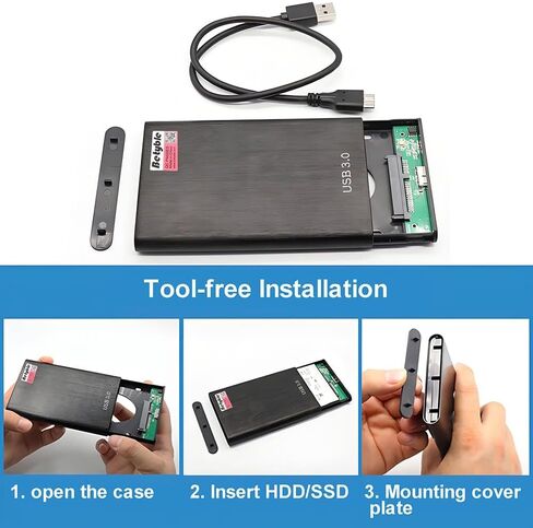 USB3.0 2.5" External Hard Drive Enclosure, SATA to USB 3.1 Tool-Free for 2.5 Inch SSD & HDD 9.5mm 7mm External Hard Drive Case Supports UASP SATA (Blue) in Saudi Arabia