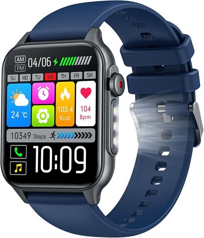 Smartwatch for Men Fitness Watch Android: 1.96" HD Smart Watches for Men LED Flashlight Digital Sport Mens Watch Make/Answer Call Heart Rate Monitor Waterproof 100+ Sports Modes Compatible iOS Phones in Saudi Arabia