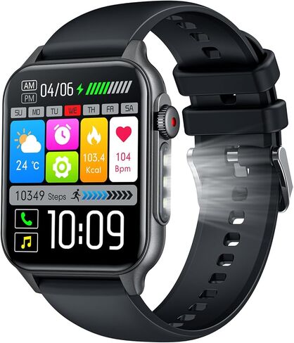 Smartwatch for Men Fitness Watch Android: 1.96" HD Smart Watches for Men LED Flashlight Digital Sport Mens Watch Make/Answer Call Heart Rate Monitor Waterproof 100+ Sports Modes Compatible iOS Phones in Saudi Arabia