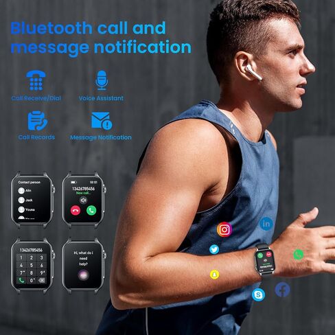 Smartwatch for Men Fitness Watch Android: 1.96" HD Smart Watches for Men LED Flashlight Digital Sport Mens Watch Make/Answer Call Heart Rate Monitor Waterproof 100+ Sports Modes Compatible iOS Phones in Saudi Arabia